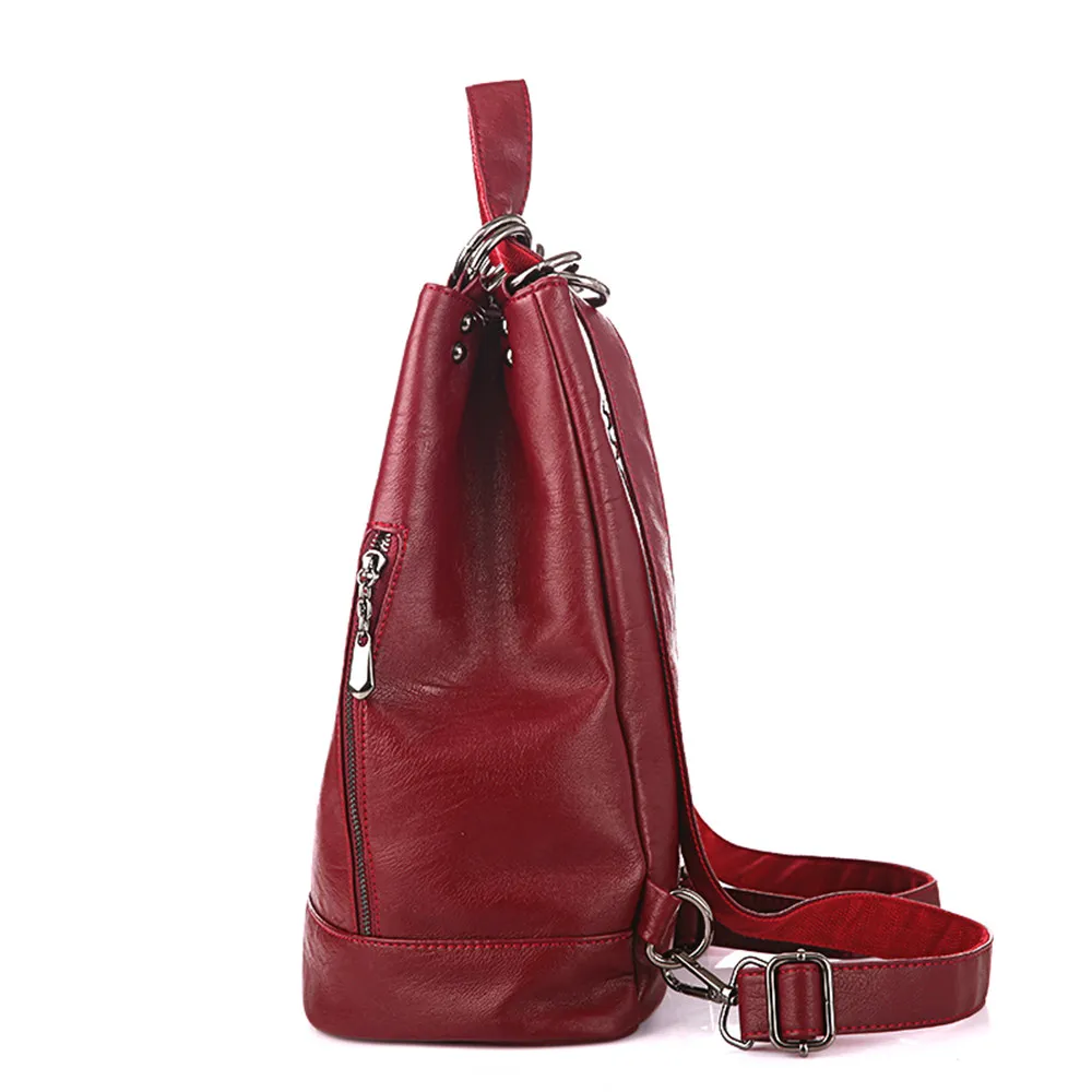 Nueva moda mujeres multifunción Mochila PU Cuero Negro Mochila de gran capacidad de viaje bolsa mujer Mochila hombro bolso Mochila Nueva moda mujeres multifunción Mochila PU Cuero Negro Mochila de gran capacidad de viaje bolsa mujer Mochila hombro bolso Mochila
