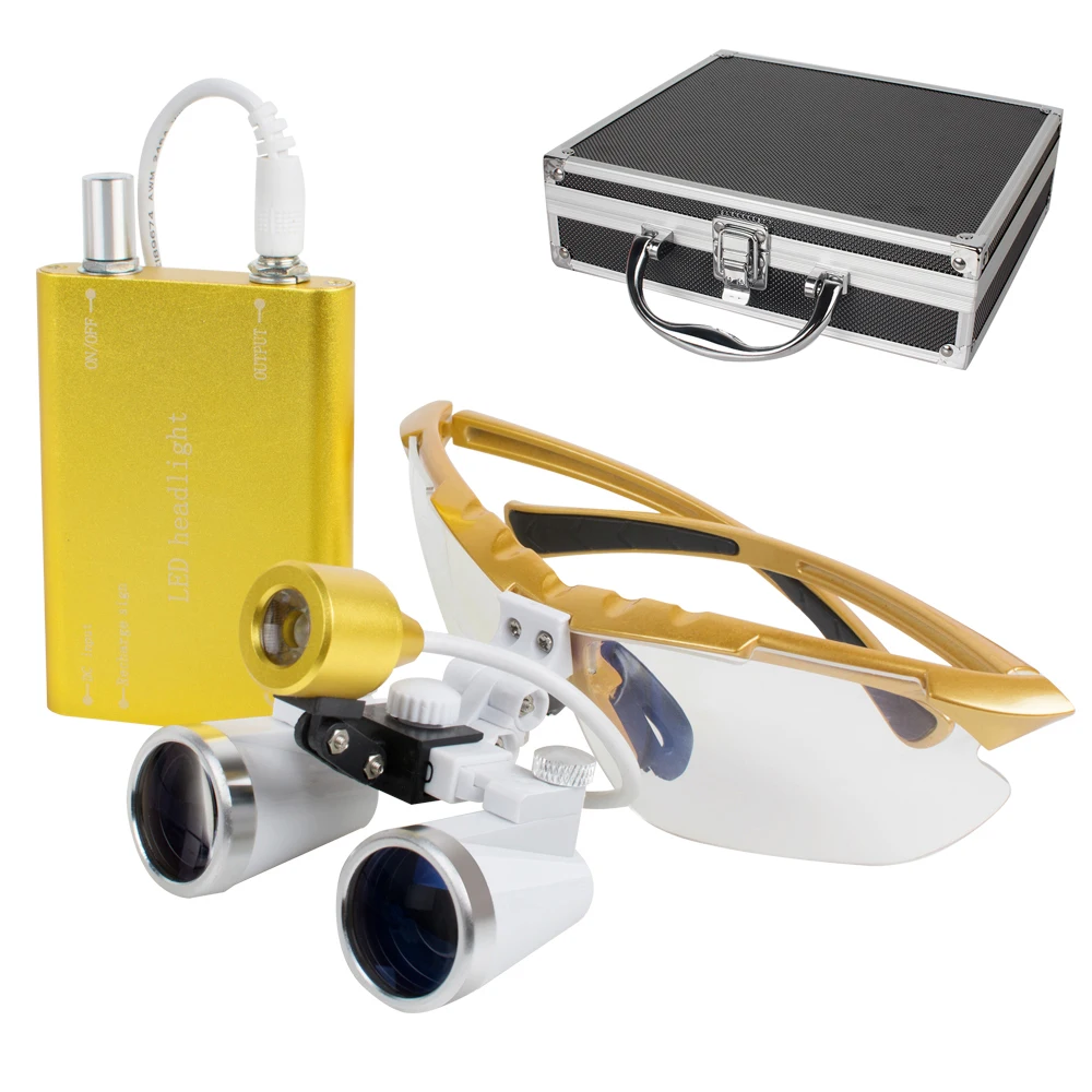 Yellow Dentist Dental Surgical Medical Binocular Loupes 3.5X 420mm