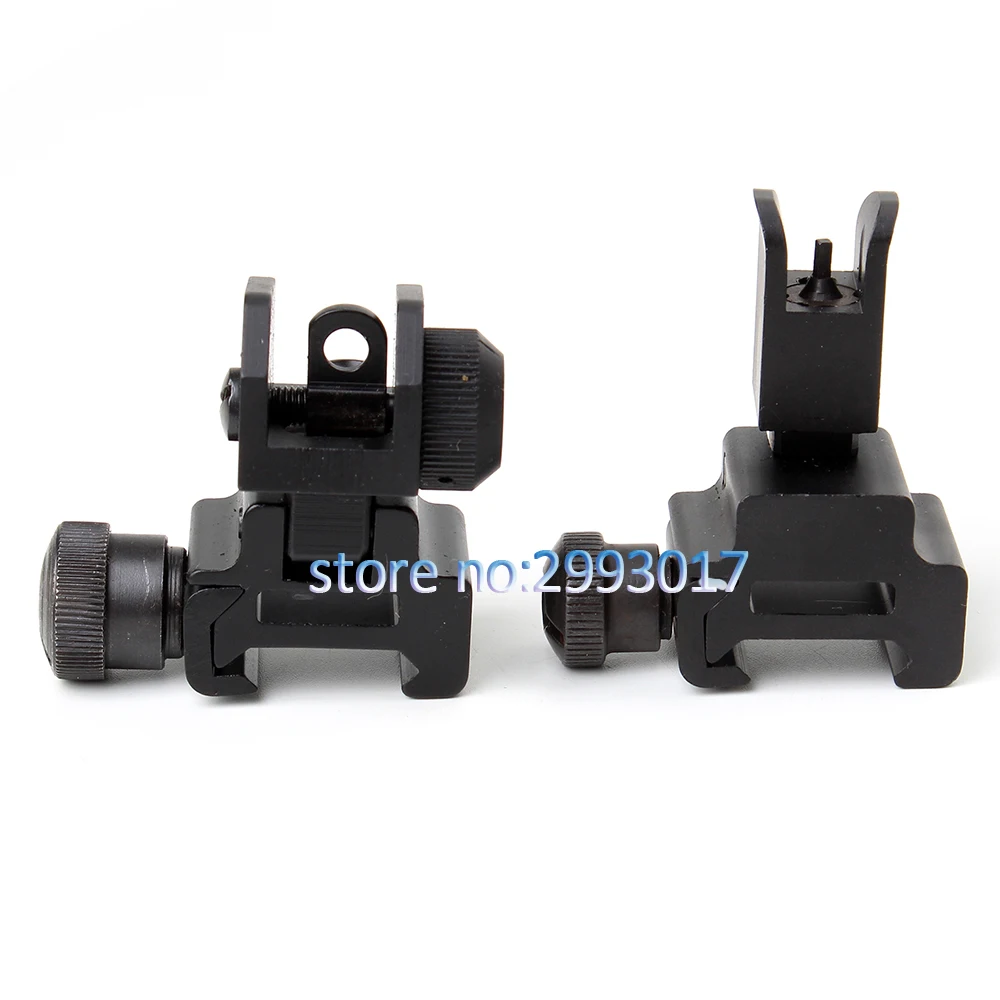 

4 AR 15 Flip Up Front Rear Sight Rapid Transition with Windage Adjustment Dual Aiming Apertures Quick Detachable