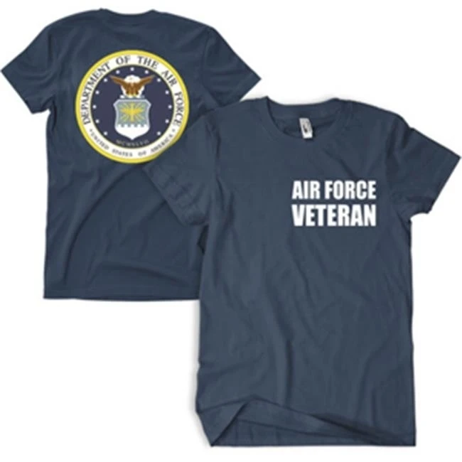FoxOutdoor 63-4853 M Air Force Veteran Two-Sided Imprinted Mens T-Shirt - Navy Medium