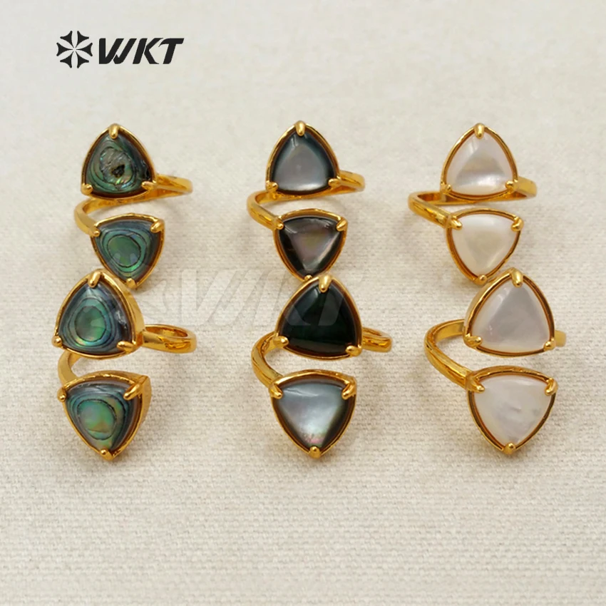 

WT-R294 WKT Natural Shell Double Triangle Shape Ring High Quality Shell Ring For Women Fashion Ring And Girls Gift Ring