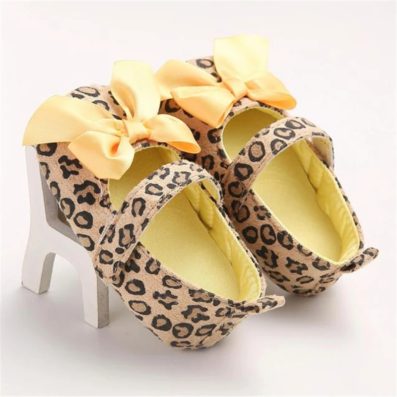 Baby Toddler Shoes Infant Toddler Leopard Bowknot Soft Sole Kid Girls  Baby Crib Shoes Prewalker 0-18 Months  17Dec27