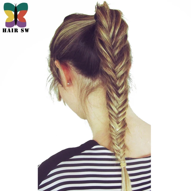 HAIR SW Long Straight Fishtail Braids Ponytail clip in