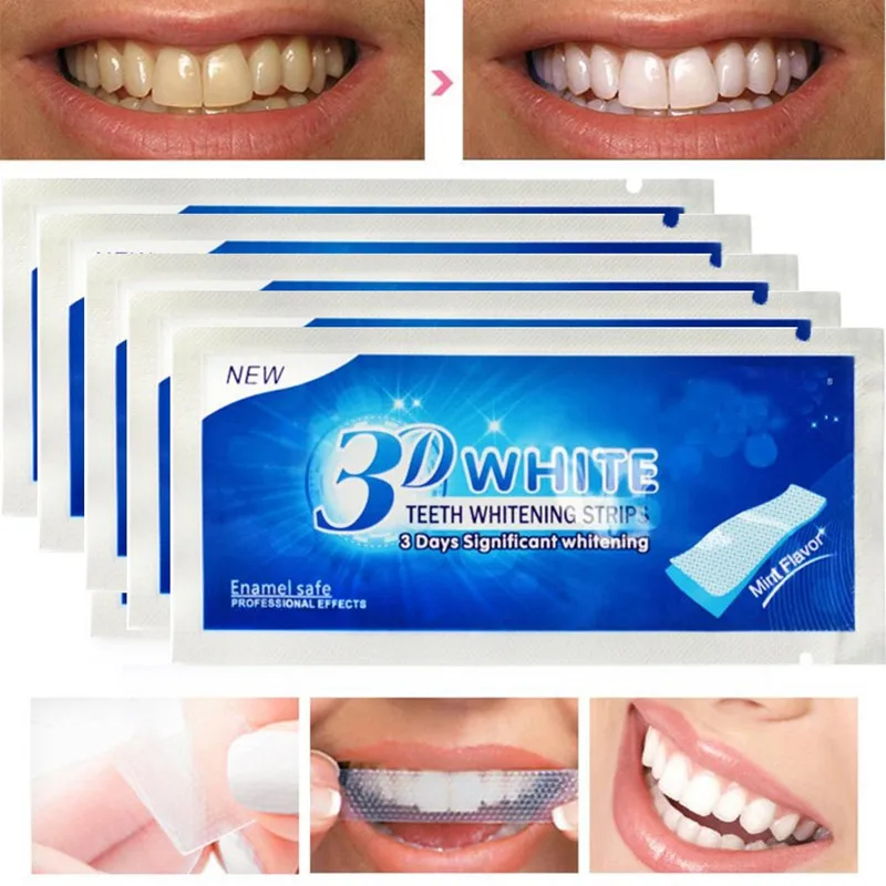 

14 Pcs/7 Pairs 3D Teeth Whitening Oral Hygiene Care Gel Strips Dental Bleaching Double Elastic Tooth Whitening Bleaching Tools