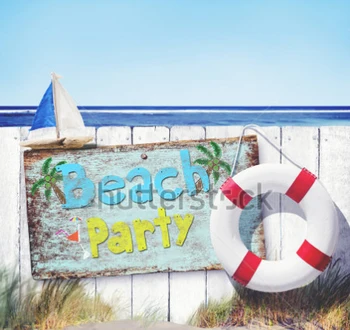

Beach Party Buoy Sailboat Fence Tranquil Sign Photo Background Photography Backdrop Quality Vinyl