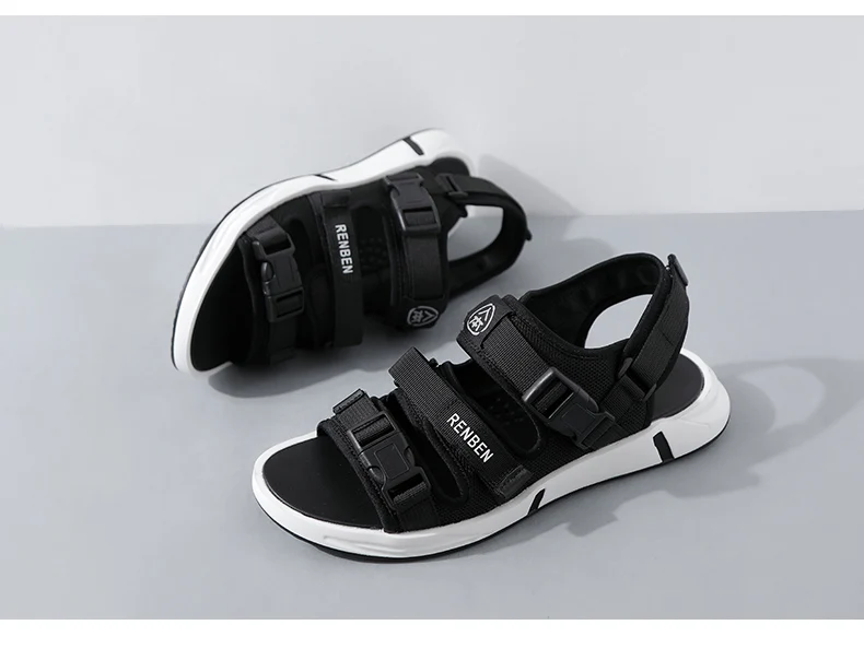 Для мужчин модные сандалии новые модные крюк-петля сандалии мужская повседневная обувь удобные легкие обувь на плоской подошве; обувь