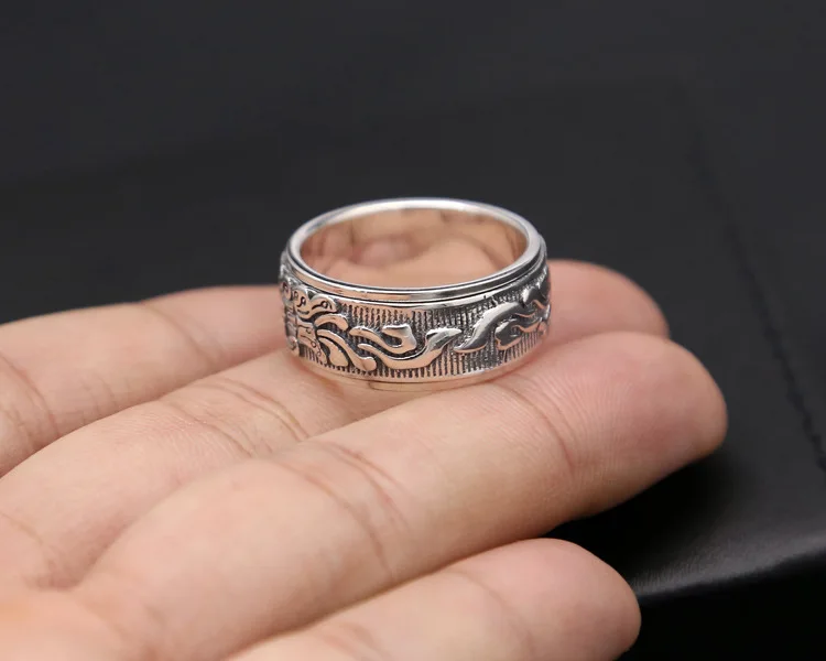 Кольцо ручной работы из серебра 925 пробы в виде бабочки, вращающееся кольцо на удачу, Винтажное кольцо из стерлингового серебра унисекс