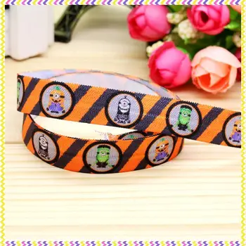 

5/8 inch Free shipping Elastic FOE halloween minions printed headband headwear diy hair band wholesale OEM H4304