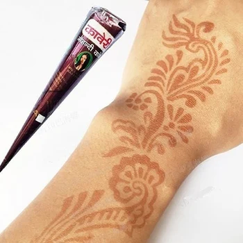 

3 Pcs Henna Cones Red Brown Black + 20pcs Stencils Temporary Tattoo Kits Body Art Mehandi Ink For Body Paint NShopping