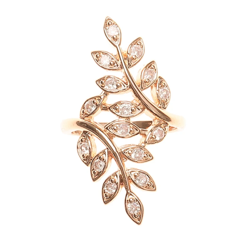 Flower Leaf Micro Pave Cubic Zirconia Stone Rose Gold Color ~ Ring size 7 8 9