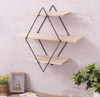 

Simple Nordic Style 3 Layers Rhombus Iron Wall Shelf Living Room Bedroom Decor Wall-Mounted Storage Rack Shelf Organizer LF24