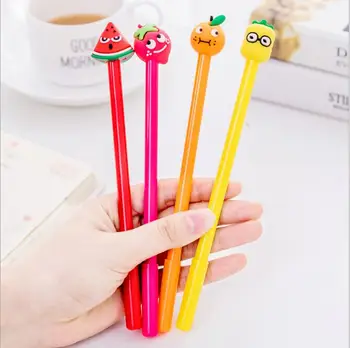 

48pcs/pack gel pen Korea stationery creative cartoon lemon watermelon strawberry pineapple fruit promotion gift roller ball pen