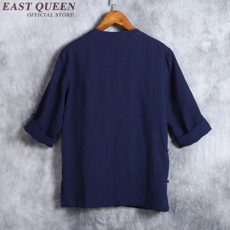 fashion traditional chinese clothing for men short sleeve linen clothes men linen shirt plus size S-4XL NN0553 HQ