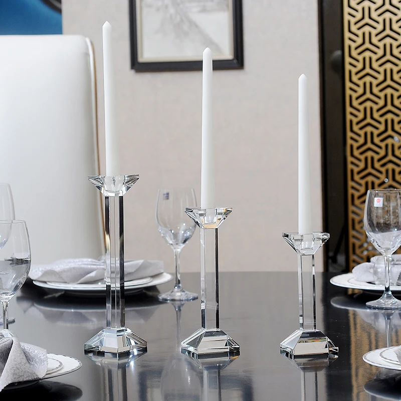 

Modern minimalist Crystal candle holders Matching Stick Candle votive Candle holder candelabra Candlelight dinner wedding decor