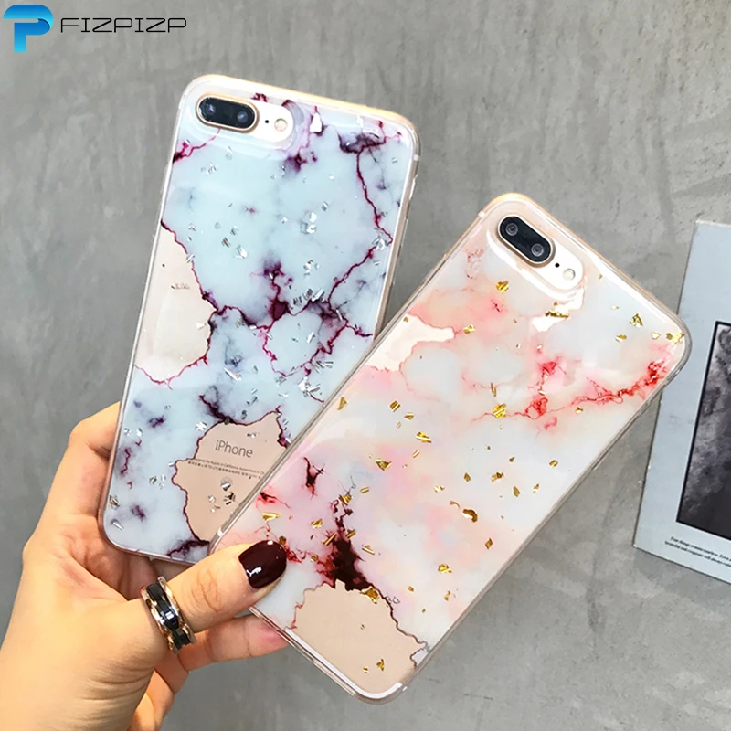 

Marble Platinum For iPhone X XS MAX XR Silicone TPU Gold Foil Epoxy Silicone Soft Case For iPhone 7 8 Plus 6 6s Plus Case Cover