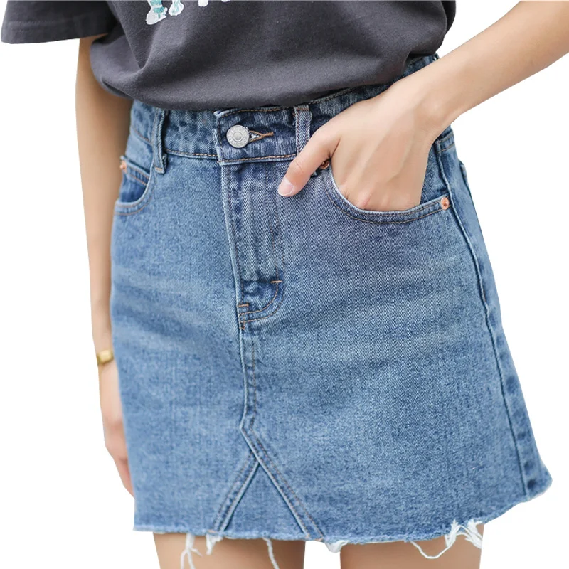 Image Hzirip Summer Fashion High Waist Skirts Womens Pockets Button Denim Skirt Female Saias 2017 New All matched Casual Jeans Skirt