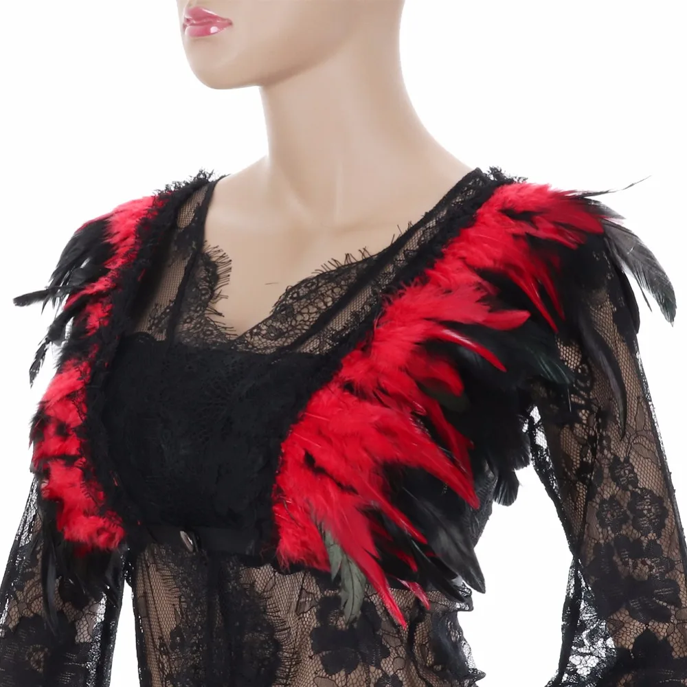 Gothic Feather Cape Caged Bralette Exotic Strappy Caged Plus Punk Gothic Rave  (L) (4)