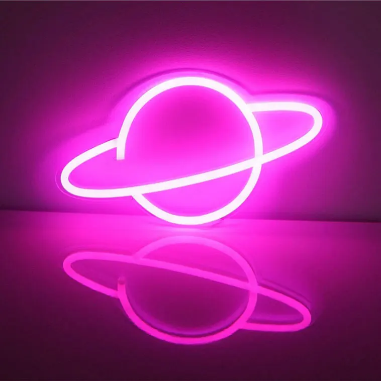 Bar Neon Light Party Decoration Wedding Led USB Powered Atmosphere Word Sign Shop Window Photography Prop Home Art Wall Hanging - Испускаемый цвет: Planet