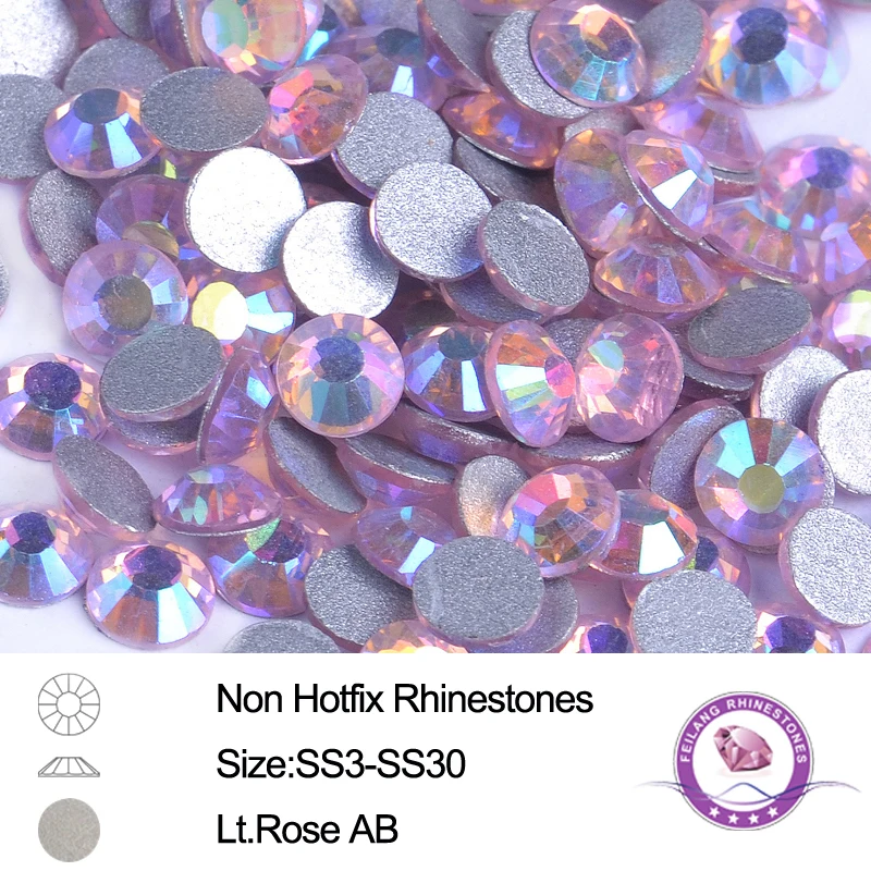 

Non Hotfix Rhinestones Lt.Rose AB 2-10 Gross SS3-SS30 Flatback Round Glass Nail Art Stone Bags Garment Shoes Decorations