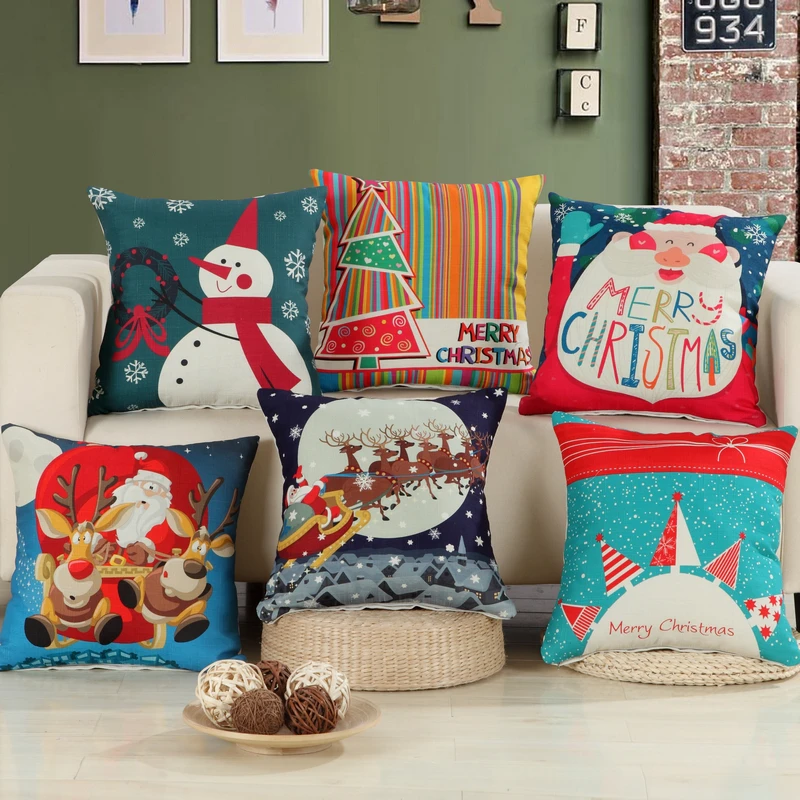 RUBIHOME Wholesale(6pieces/lot) Merry Christmas New Design Decorative Throw Pillows Cushions Cover for Sofa Home Decor Polyester