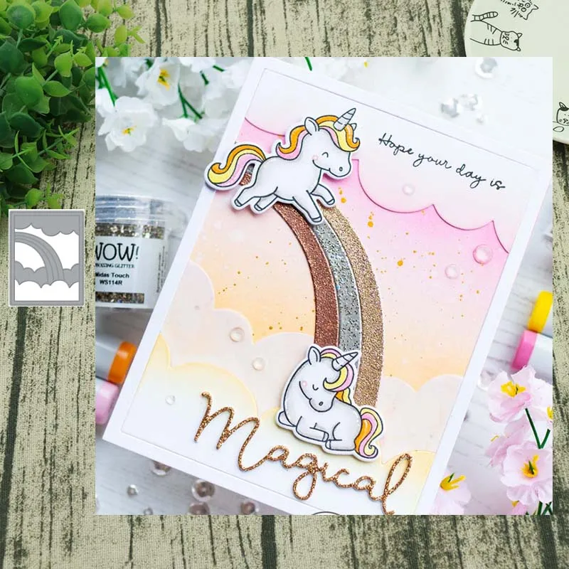 

Rainbow bridge background Metal Cutting Dies Stencils For DIY Scrapbooking Album Paper Card Decorative Craft Embossing Die