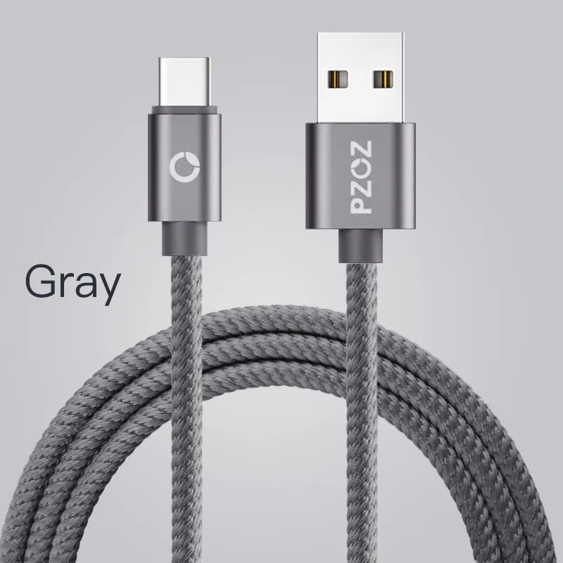 PZOZ Тип usb C Быстрая зарядка usb c Тип-c данных телефон Зарядное устройство для Ipad pro samsung S9 S8 plus примечание 9 pocophone F1 Xiaomi Mi 8 mi9 a2 mix 3 redmi note 7 huawei P10 шнур для зарядки телефона кабель - Цвет: gray