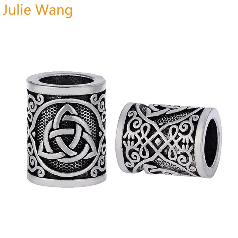 

Julie Wang 1pcs Viking Runes Beads DIY Accessory Charms Bracelets Pendant Necklace Findings Vikings Rune Beard Jewelry Making