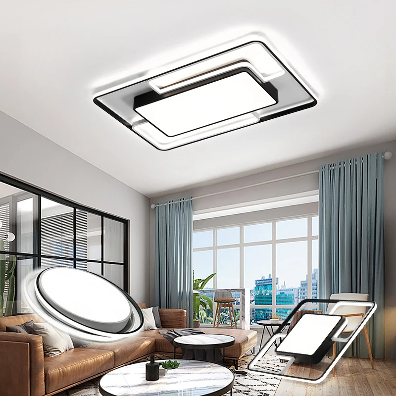 

Rectangular Modern LED Ceiling Chandelier For Living Room Bedroom Study kitchen Balcony Dimmable home Decoration Chandelier Lamp
