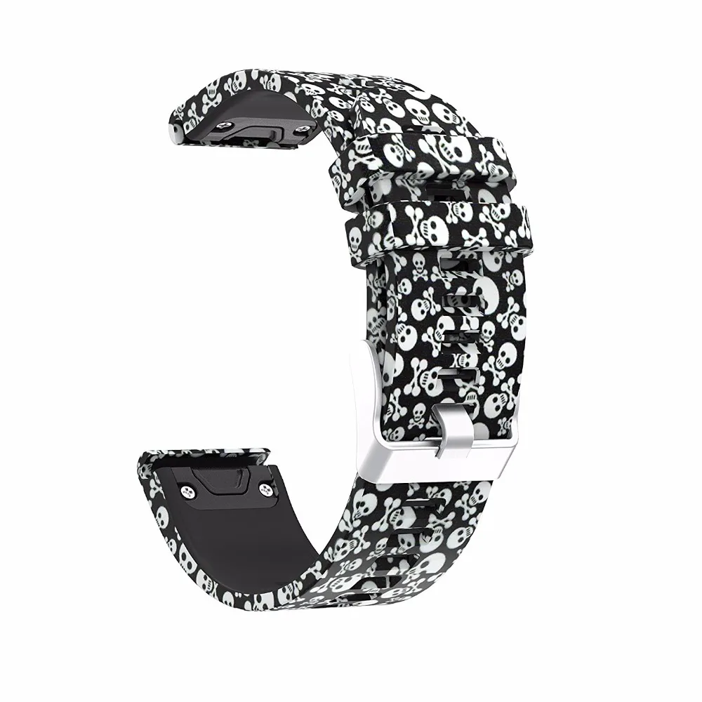 Fácil ajuste 22mm largura silicone impresso pulseira