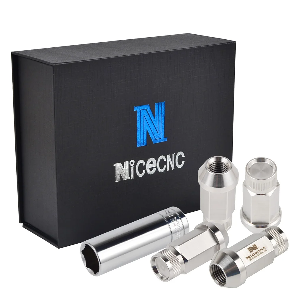 NICECNC 24 шт. M14x1.5 тройные гайки для колес болты с хвостовиком из нержавеющей стали T304 Cadillac Escalade /Escalade ESV/EXT|Шпоры