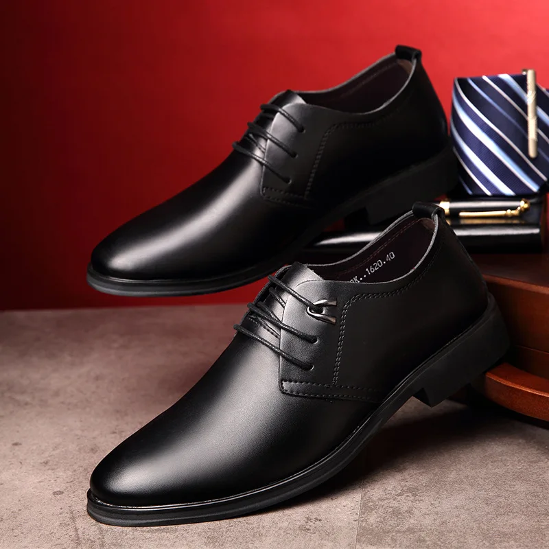 

Men's casual business shoes leather flat shoes high-grade leather men's low-top shoes 38-47 large size men's shoes