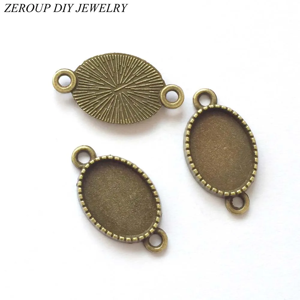 

ZEROUP 20pcs/lot 10x14mm Necklace Pendant Setting Antique Bronze Glass Cabochon Blank Base Supplies for Jewelry T418