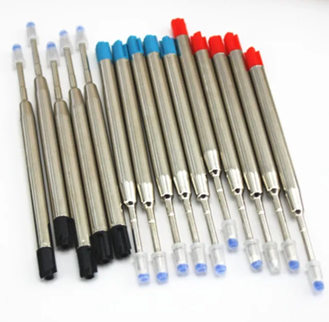 10pcs Universal Standard Style Black and Blue Ink 0.7MM Medium Nib Ball Point Pen Refills