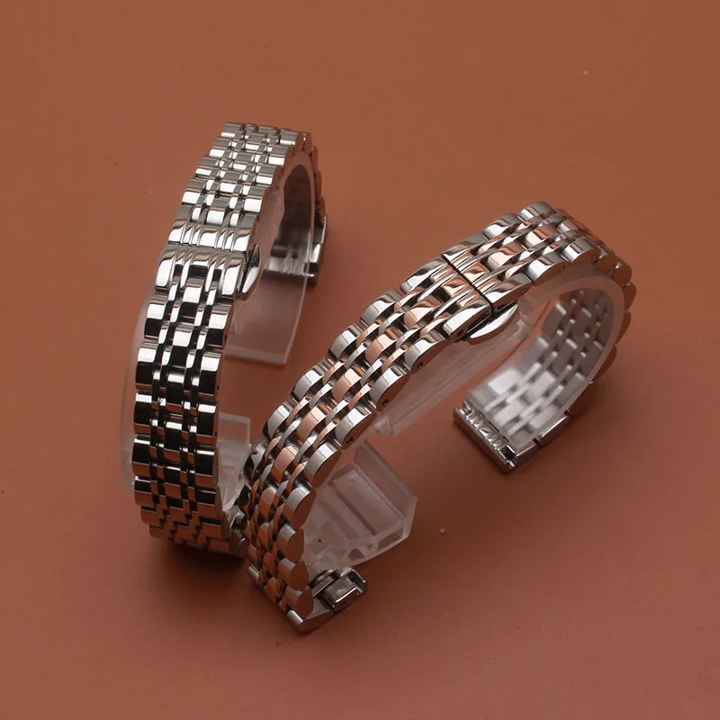 Solid Stainless Steel Watchband butterfly clasp Metal Wristwatches Band rose gold silver 14mm 16mm 18mm 20mm 22mm for lady men