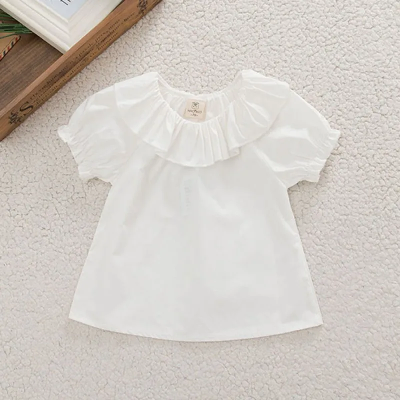 

Sweet Baby Girls Puff Sleeve Blouse Kids White Shirt Summer Tops 0-30M