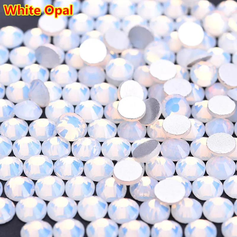 

Free Shipping White Opal Nail Rhinestones 1440 pcs ss20 ss6 Flatback Nail Strass Crystal Mix Sizes ss3-ss30 Nails Art Accesorios