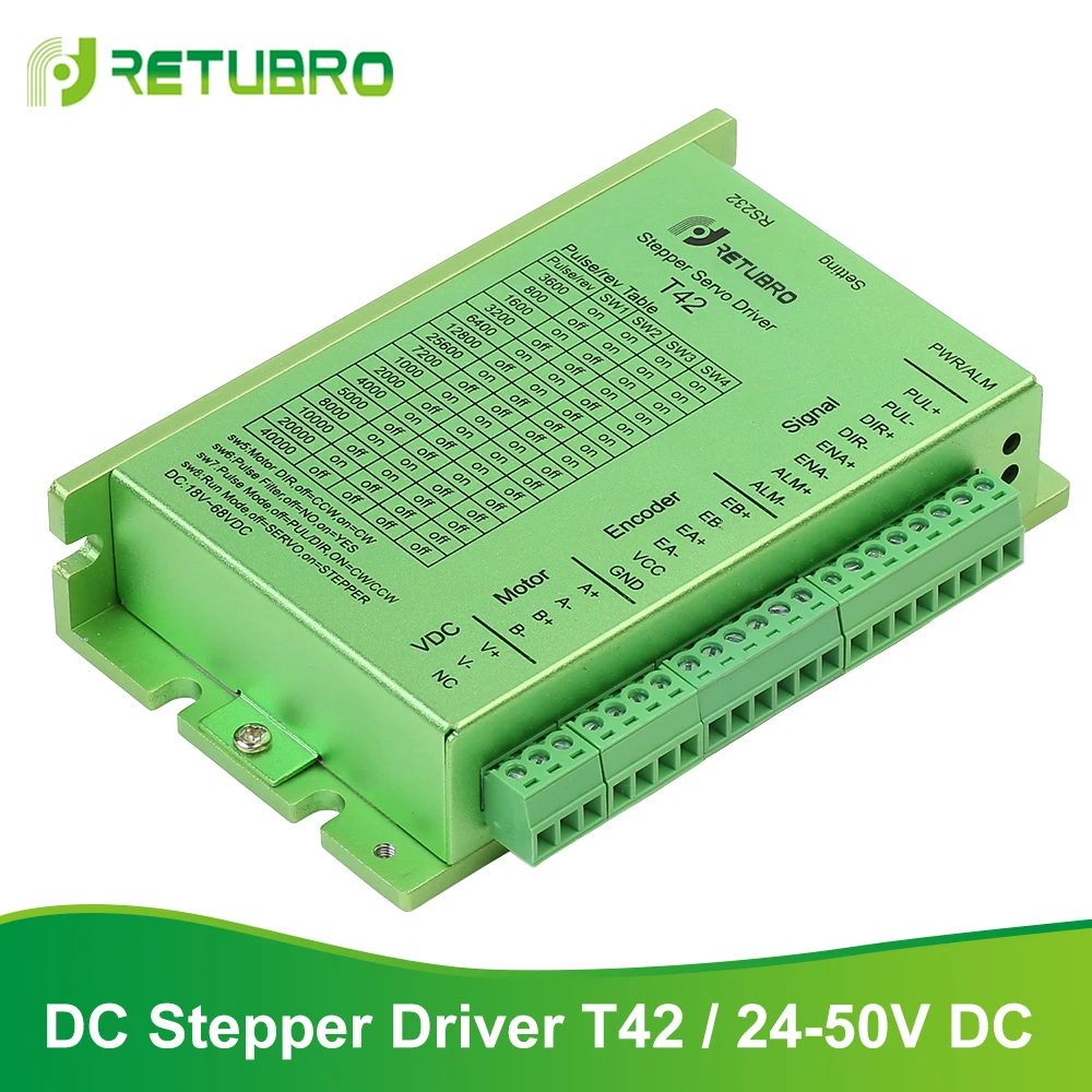 

Stepper Servo Motor Driver Nema 17 T42 24-50V DC Supply Closed Loop for Servo Motor with encoder