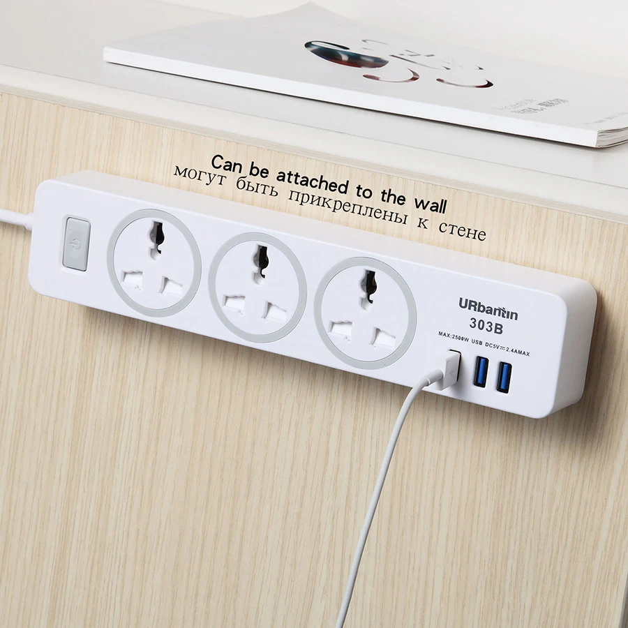 Urbantin USB Мощность полосы Smart plug Быстрая зарядка с универсальным разъемом стандарта