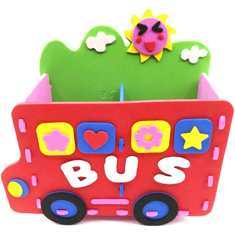 12 Sets Kids Toy Children Handmade Cartoon Animal Brush Pot Craft Art Craft Gift Unfinished 2