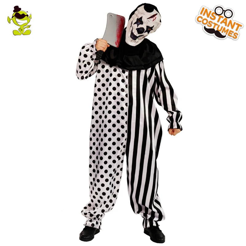 

Adult Men's Killer Clown Costume Fancy Dress in Halloween Party Cosplay Purim Party Killer Colwn Clothes