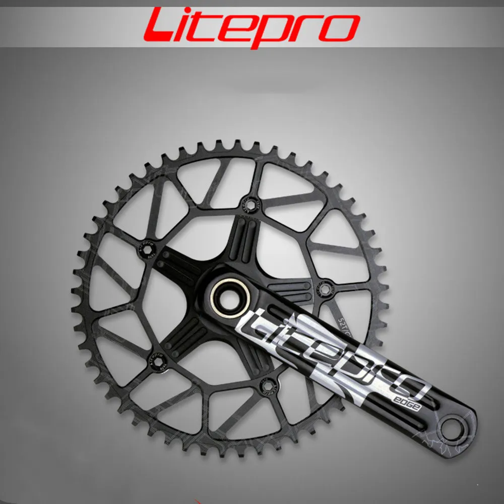 Litepro EDGE Hollow BMX Road Bike Single Chainring Crankset Crank 50T-58T with GXP BB 170mm