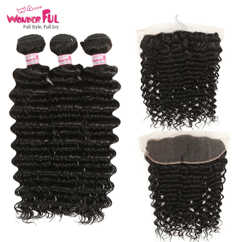 WA...Wonderful Malaysian Deep Wave Human Hair 2/3 Bundles With Ear To Ear Closure Deep Wave Bundles With Frontal Non Remy Hair WA...Wonderful Malaysian Deep Wave Human Hair 2/3 Bundles With Ear To Ear Closure Deep Wave Bundles With Frontal Non Remy Hair