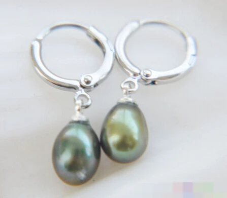

Hot sell Noble- hot sell new - free shipping 00039 GREEN RICE FRESHWATER PEARL DANGLE EARRING