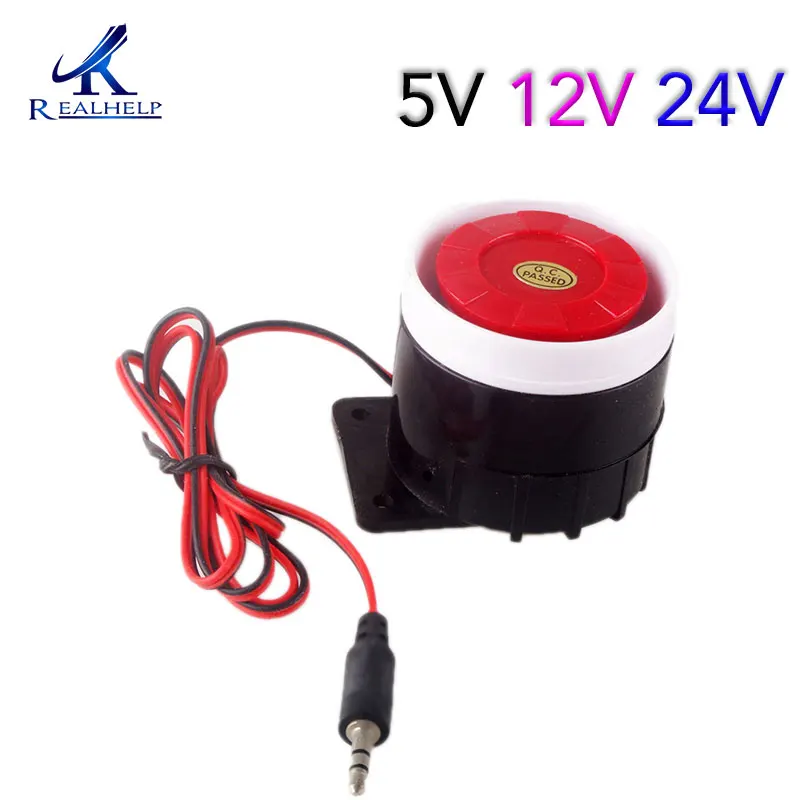 Red&Black Mini Wired 72mm Cable 120dB Loudly Siren Horn for Home Security Sound Alarm System DC12V 24V 5V Protection for Home