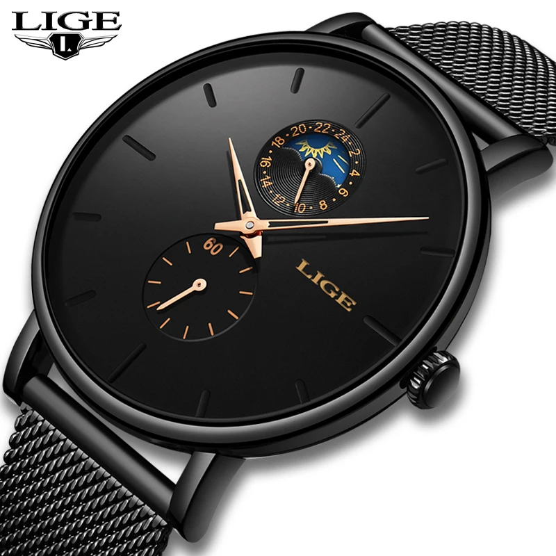 Prix 2019 LIGE hommes montres Top marque de luxe Quartz hommes montre maille ceinture de luxe étanche Sport montre hommes mâle horloge homme montre bracelet
