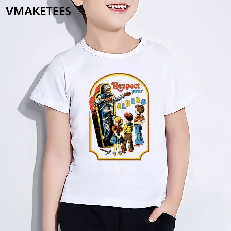 Забавная футболка для девочек и мальчиков с героями мультфильма «История ужасов»; детская футболка с принтом «Демон, смерти», «Страшный злой сатанин» и «Грим»; одежда для малышей; HKP2439 - Цвет: HKP2439R
