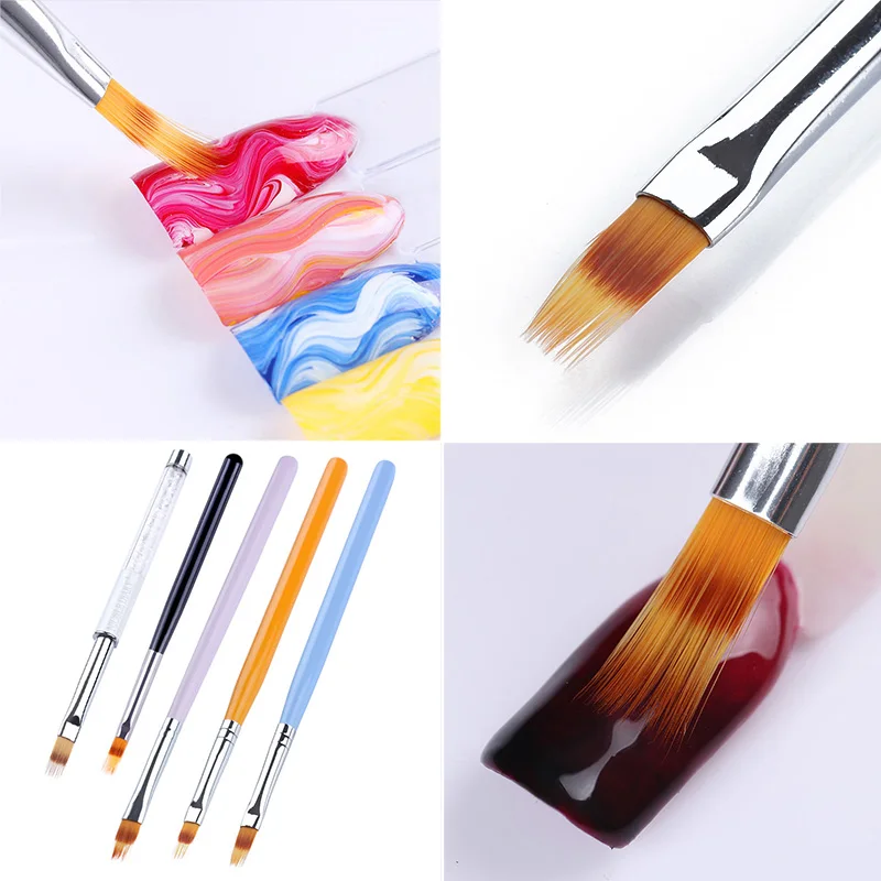 

1 Pc UV Gel Gradient Brush Drawing Painting Pen Nail Brush Rhinestone Wooden Handle Manicure Nail Art Tool
