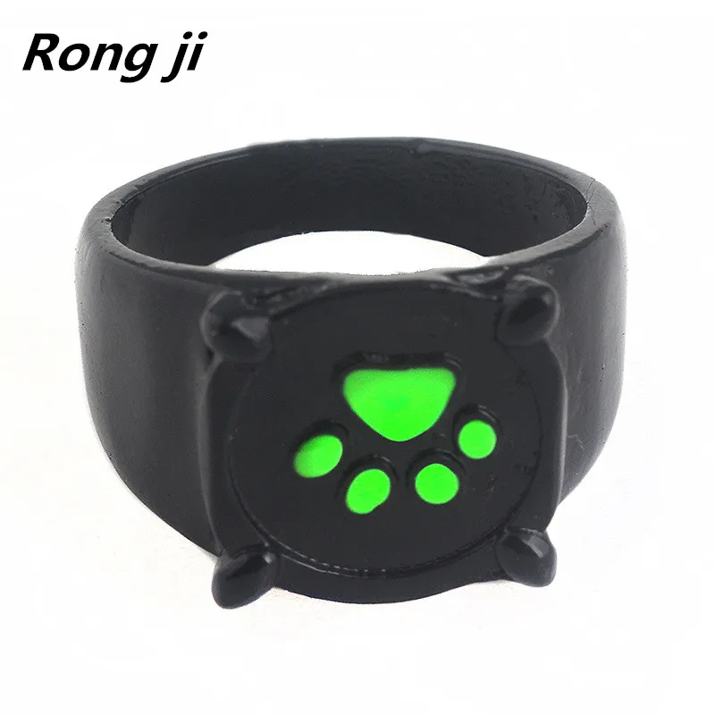 

2style Fashion Miraculous Ladybug Cat Noir Cartoon Noir Green Pawprint Ring men and women Jewelry