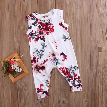 

Floral Girls Suit Kid Newborn Clothes Toddler Baby Boy Girl Sleeveless Romper Outfits Summer Children Clothing