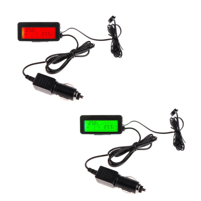 

New Car Inside Outside Thermometer Mini Digital Car LCD Display Indoor Outdoor Thermometer 12V Vehicles 1.5m Cable Sensor